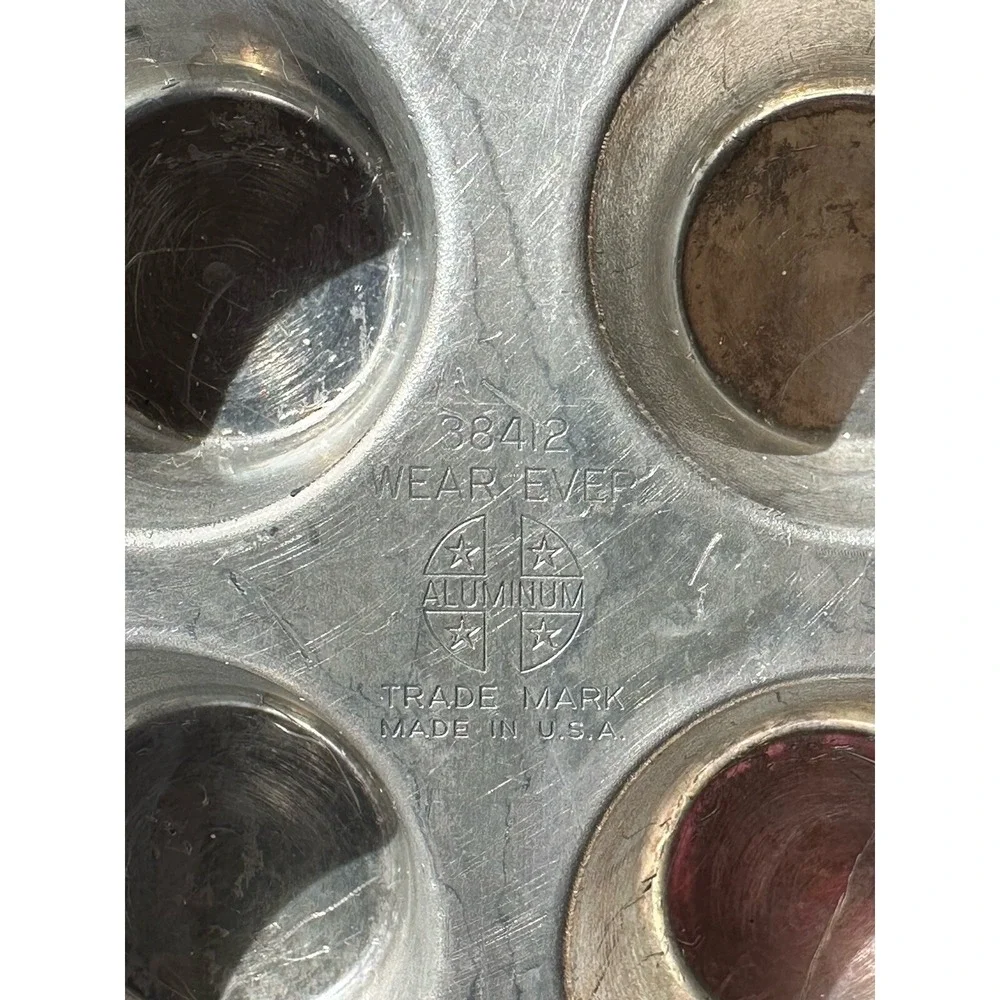 3 Vtg Wear Ever Mini Muffin Tin Pan Aluminum Tart Cupcake 12 Holes 1‎ 3/4